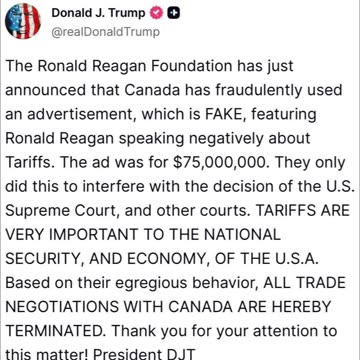 The Ronald Reagan Foundation has just announced that Canada has fraudulently used an advertisement