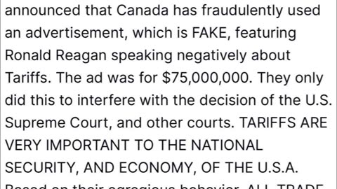 The Ronald Reagan Foundation has just announced that Canada has fraudulently used an advertisement