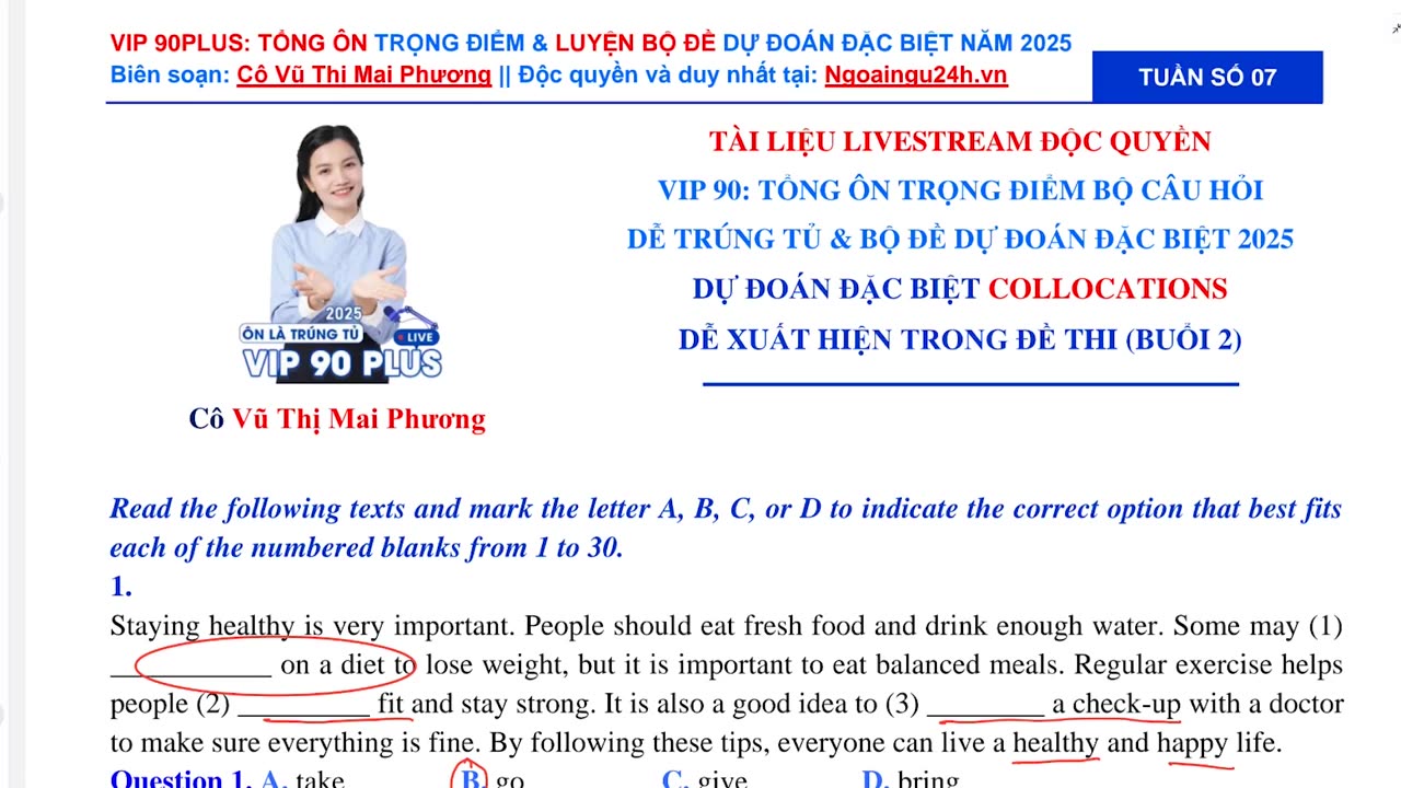 Dự đoán đặc biệt Collocations dễ thi nhất Buổi 2