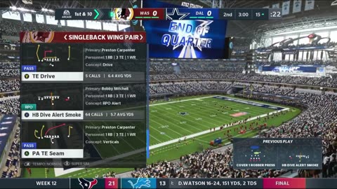 1964 WASHINGTON VS Madden 21 I Franchise WEEK 12 WASHINGTON VS DALLAS