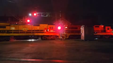 Providence & Worcester WODA with B40-8W (4005) on the point sets off cars at the Valley.
