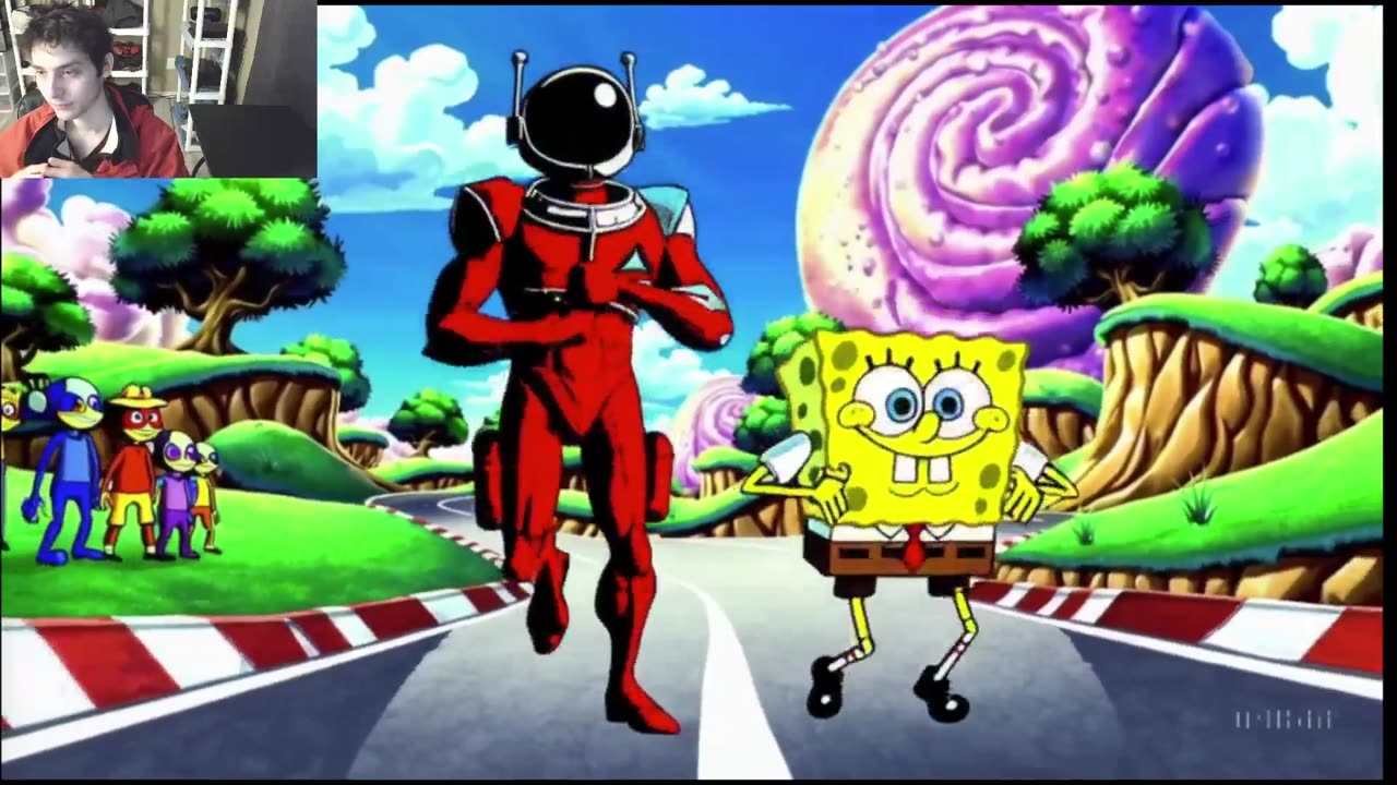 SpongeBob SquarePants VS The Astronaut In A Competitive Race Fake Funny Parody 2D Animated Cartoon