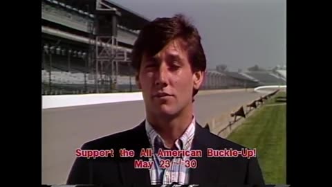 May 5, 1988 - Tony George Spots for Great American Buckle Up from Indianapolis Motor Speedway