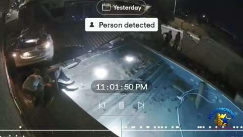 Shocking Surveillance Footage Shows Driver Thrown Into Swimming Pool After Crash