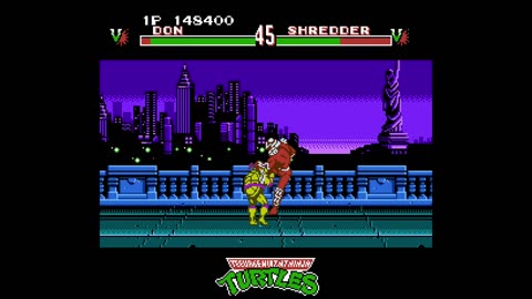 The final battle against Shredder (TMNT : Tournament Fighters NES)
