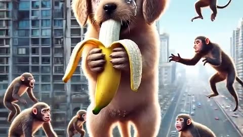 Poor Dog Chased By Evil Monkeys!