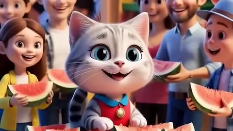 cat farm watermelon #shorts #cat #funny