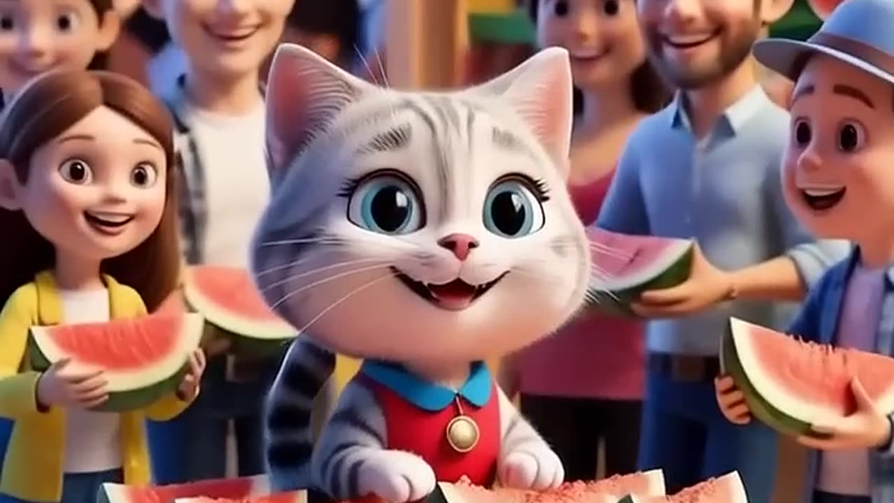 cat farm watermelon #shorts #cat #funny