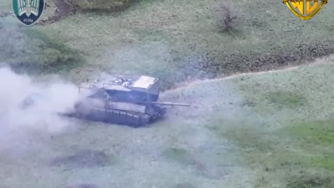 Ukrainian Drone Chases Russian Tank into a Forest