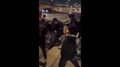 Keffiyeh masked anti-ICE rioters eating the pavement last night for attack