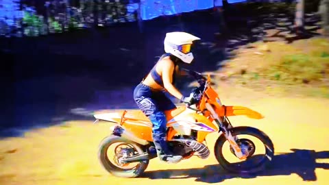 Strap in is trading smooth roads for wild twists and turns on her dirt bike.Catch her if you can!🏍️💥