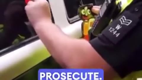 UK PIGS REMOVING STICKERS ON CARS THAT THEY THINK ARE OFFENSIVE