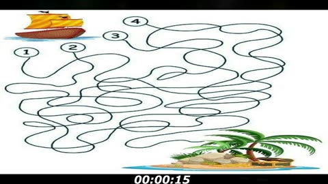 Ship path puzzle: Which path the ship needs to take to find the island?