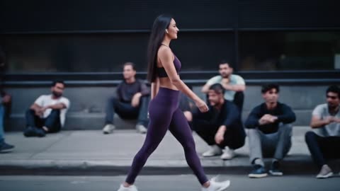 Beautiful woman walking down the street