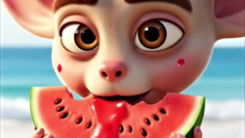 eats watermelon