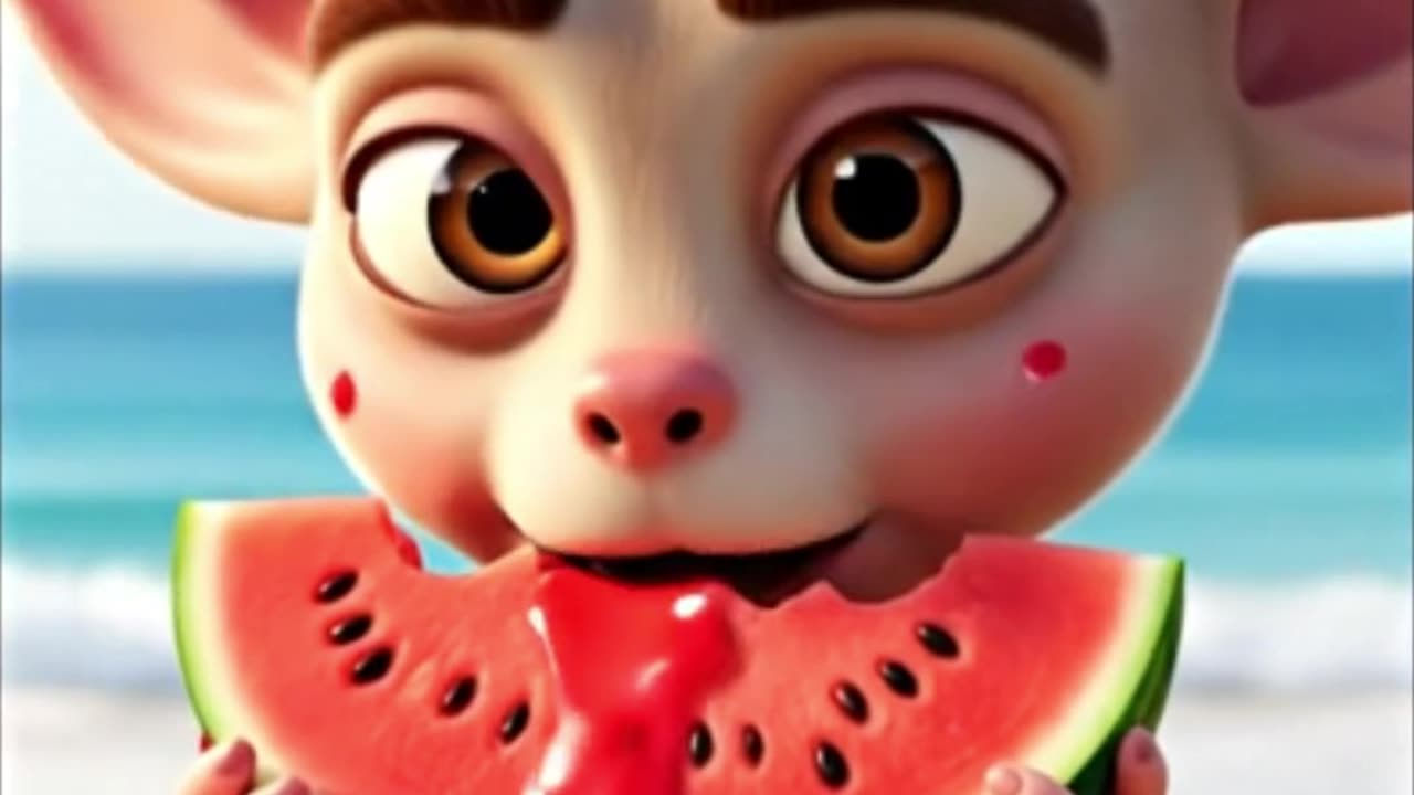 eats watermelon