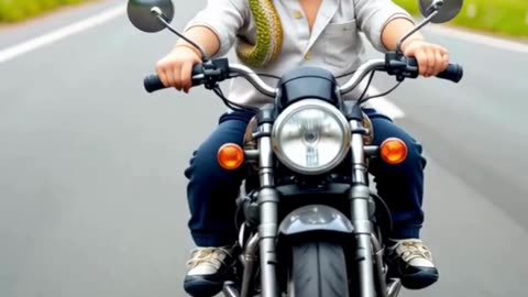 cute baby riding motorcycle riding on the highway
