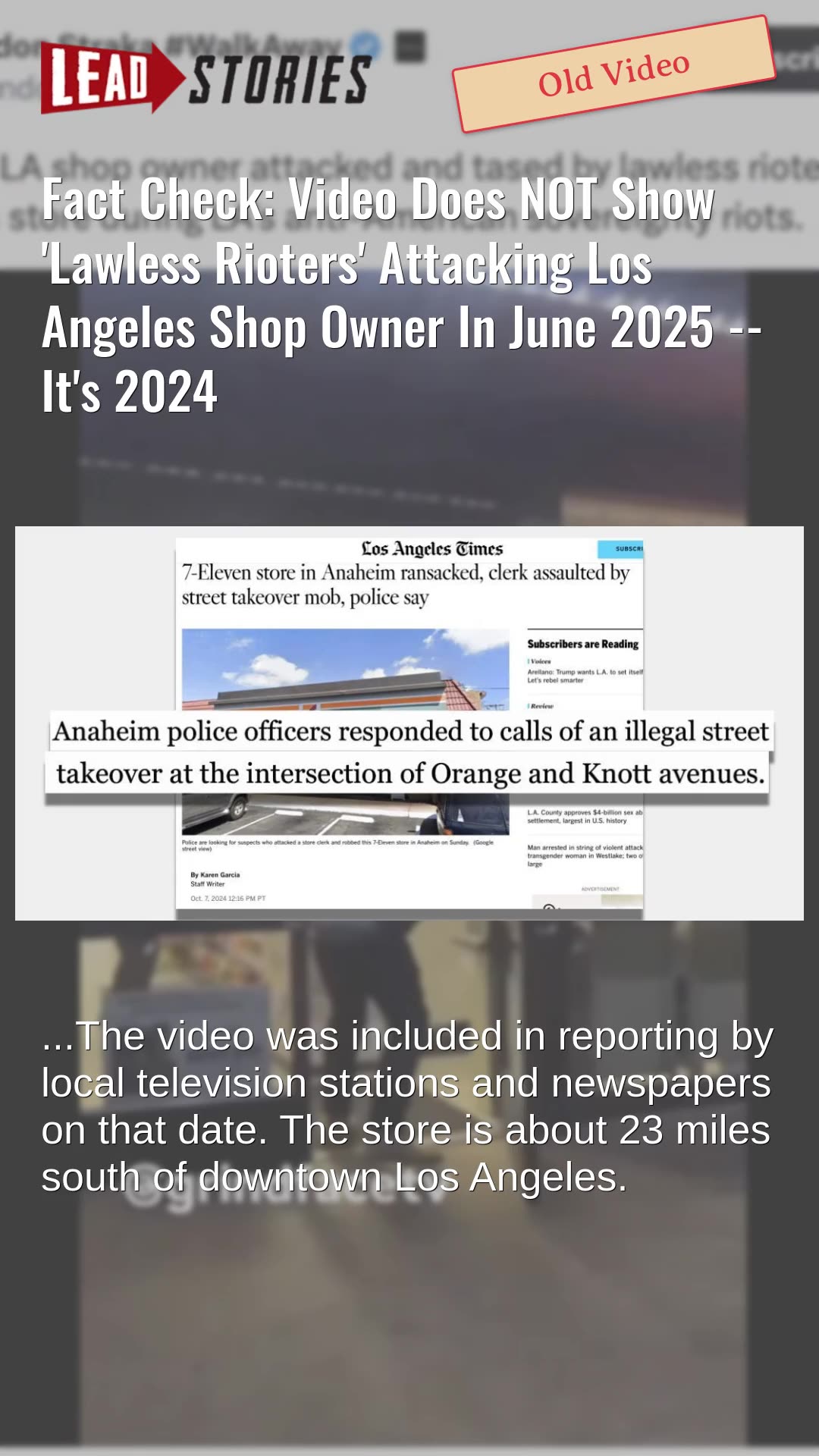 Fact Check: Video Does NOT Show Rioters Attacking Los Angeles Shop Owner In June 2025 -- Its 2024