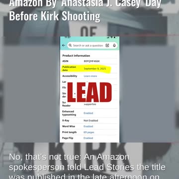 Fact Check: 'The Shooting Of Charlie Kirk' Amazon Book NOT Published Day Before Kirk Shooting