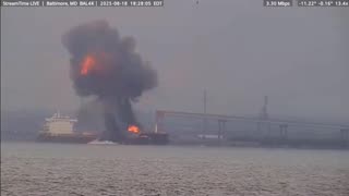 BREAKING: Cargo ship explodes in Baltimore Harbor in Chesapeake Bay, Maryland.
