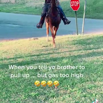 When Gas Prices are too high, he got a horse!!!!