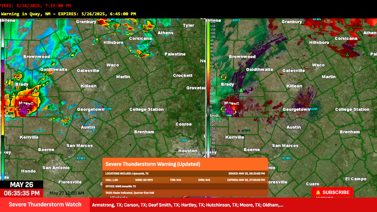 🌪 Tornado Warning – Gillespie & Llano County TX | Radar Rotation Near Hilda | May 26, 2025
