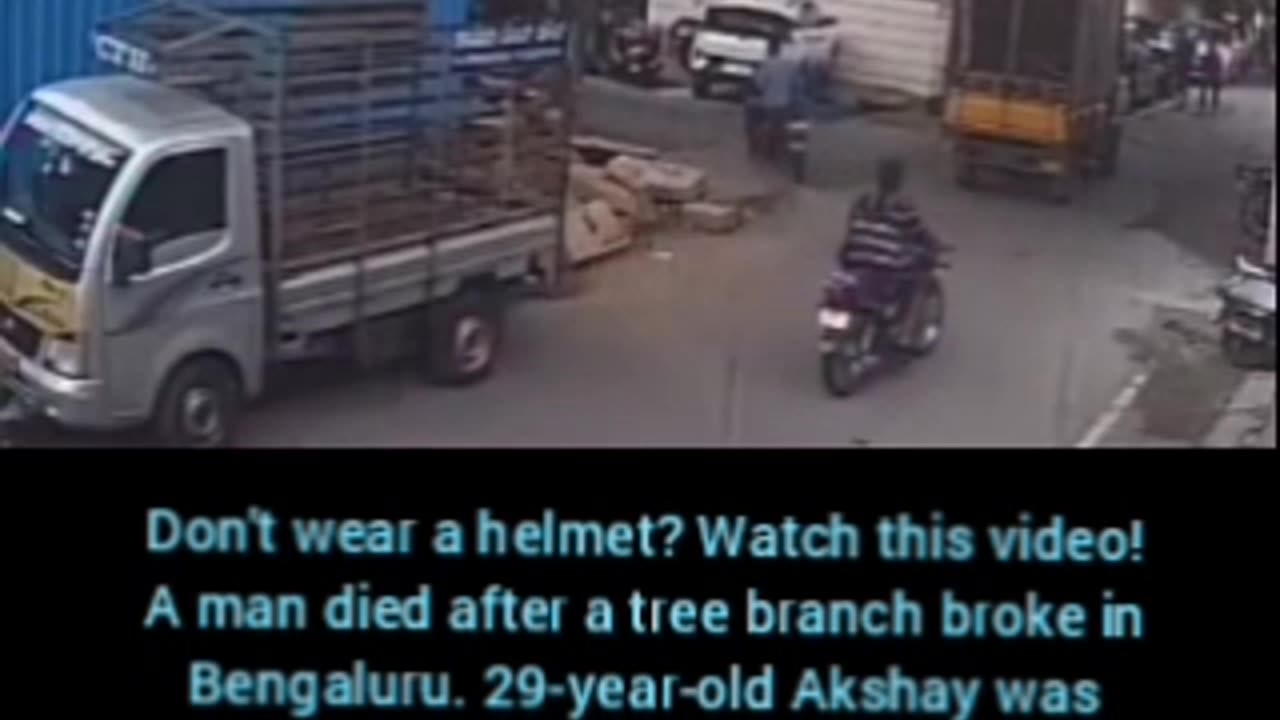Don't wear a helmet? Watch this video! A man died after a tree branch broke
