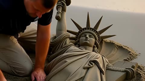 Time Lapse Statue Of Liberty Sand Sculpture is Crazy Cool