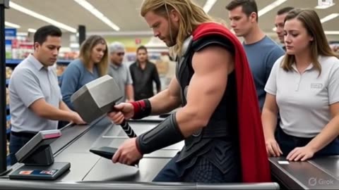 Cuando Thor va al supermercado #thor #thormarvel #marvel #comics #funnyshorts #satire #jokes