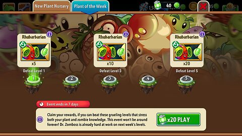 Plants vs Zombies 2 - Plant of the Week - Rhubarbarian - March 2025