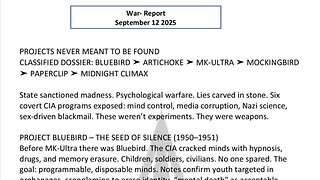WAR REPORT - SEPT 12 2025 - PROJECTS NEVER MEANT TO BE FOUND