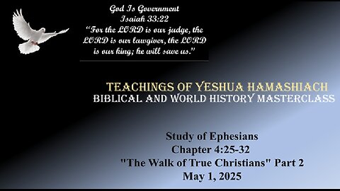 5-1-25 Study of Revelation Ephesians Chapter 4:25-32 "The Walk of True Christians" Part 2