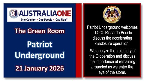 AustraliaOne Party - Patriot Underground (21 January 2026, 8:00pm AEDT)