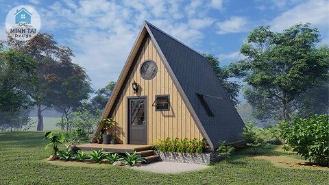 A-frame House Design 6x7m (20x23ft) | 1 Bedroom House Plans (MTD66)