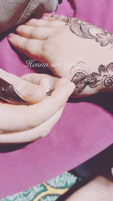 Eid Henna Art | Elegant Floral & Crescent Moon Mehndi Design”