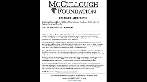 McCullough Foundation Delivers Autism Report after Decades of Government Delay, Dr McCullough™
