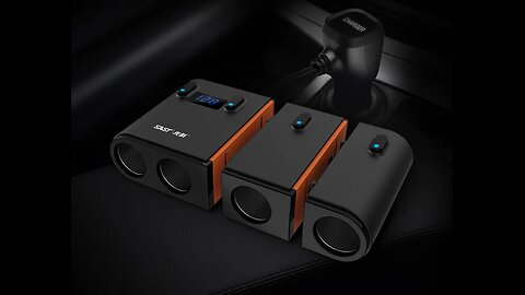 Detachable Car Charger With 4 Cigarette Lighter Splitters & 2 USB Ports