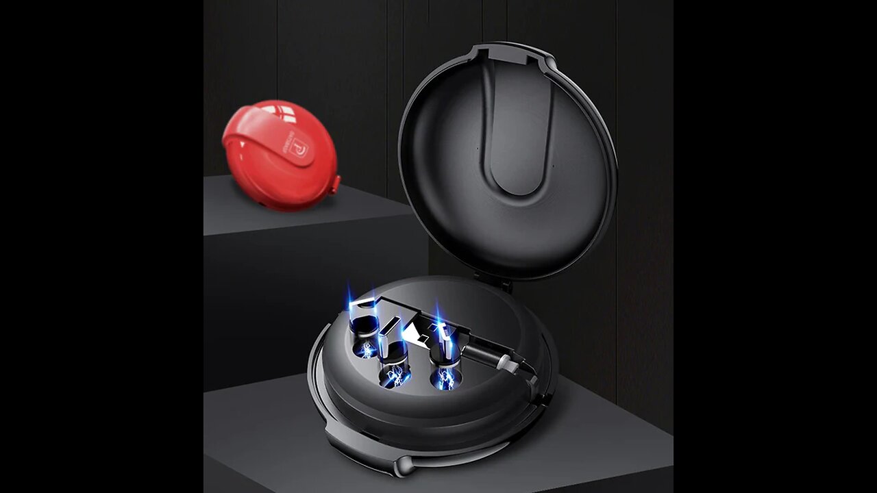3-in-1 Portable & Retractable Magnetic Charging Cable with Storage Box, Phone Holder