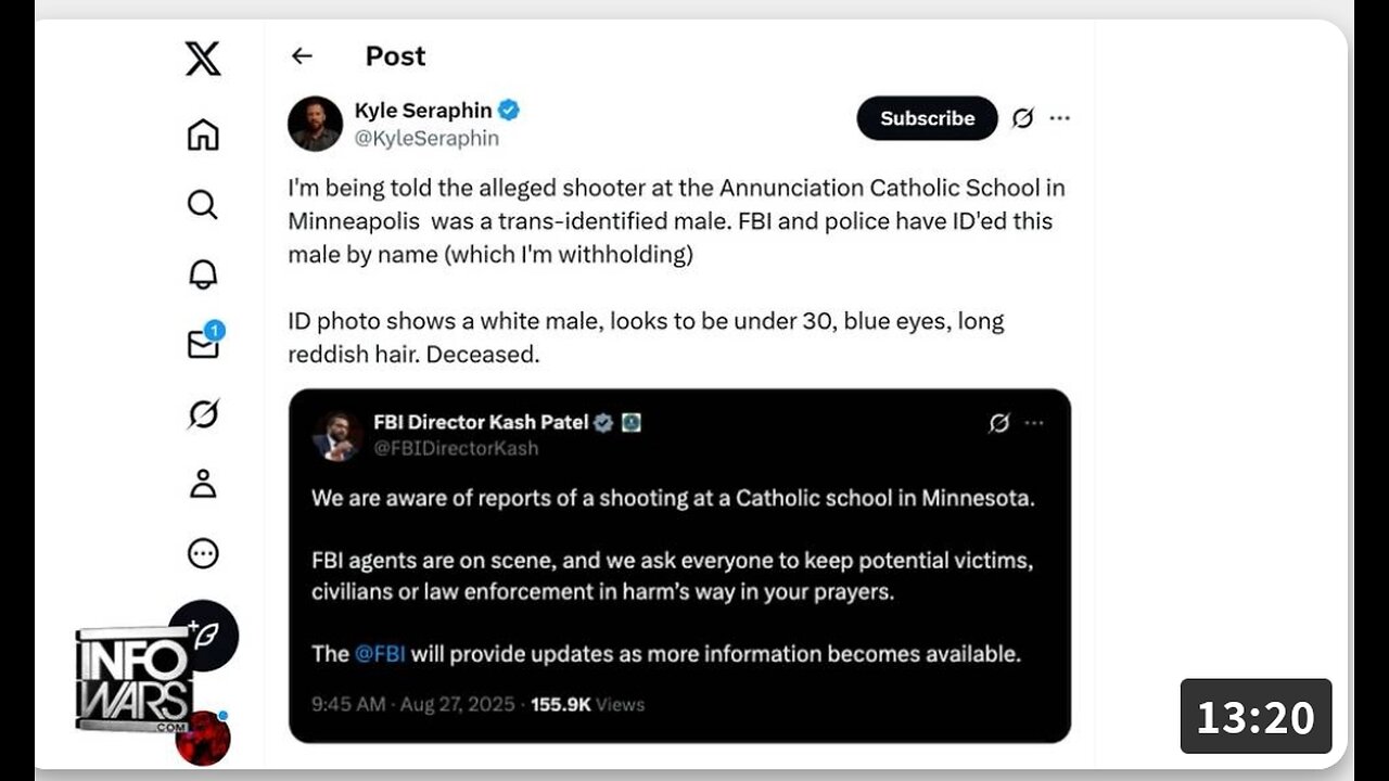 BREAKING EXCLUSIVE: FBI Sources Tell Infowars That The Shooter Was A Trans Identified Male!