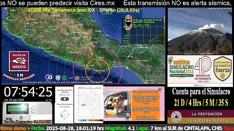 SISMO Magnitud 4.4 Loc. 48 km al SUROESTE de S PEDRO POCHUTLA, OAX 29/08/25 #noameritoalerta #SASMEX