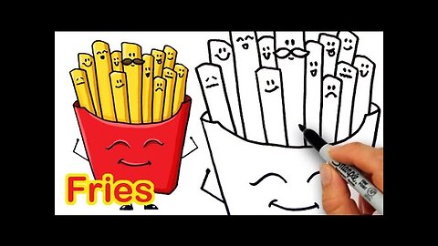 How to Draw Cartoon Fries Cute and Easy
