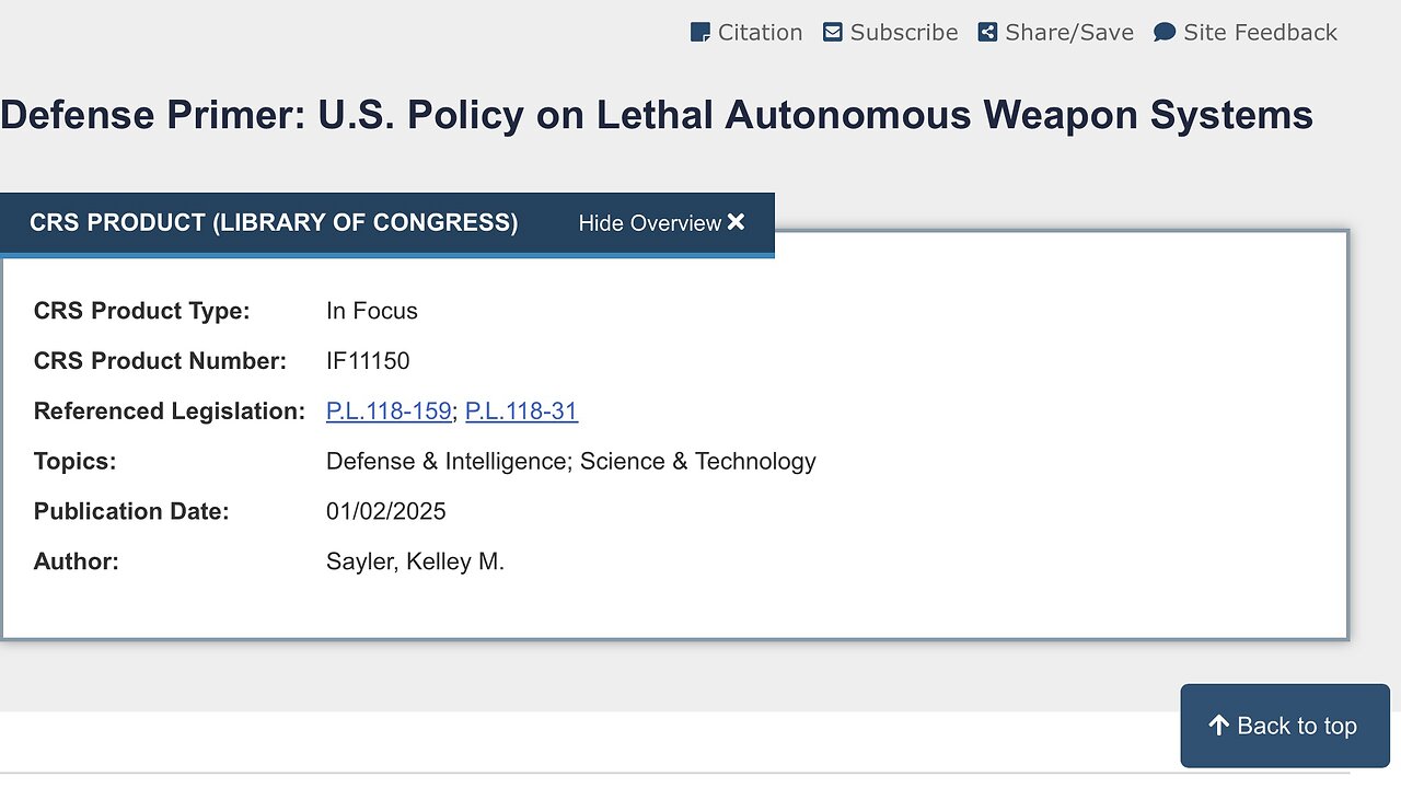 DEFENSE PRIMER: Lethal Autonomous Weapon Systems