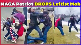 MAGA PATRIOT KNOCKS OUT RED JACKET TWICE – LEFTIST MOB FLEES IN TERROR!💥