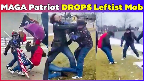 MAGA PATRIOT KNOCKS OUT RED JACKET TWICE – LEFTIST MOB FLEES IN TERROR!💥