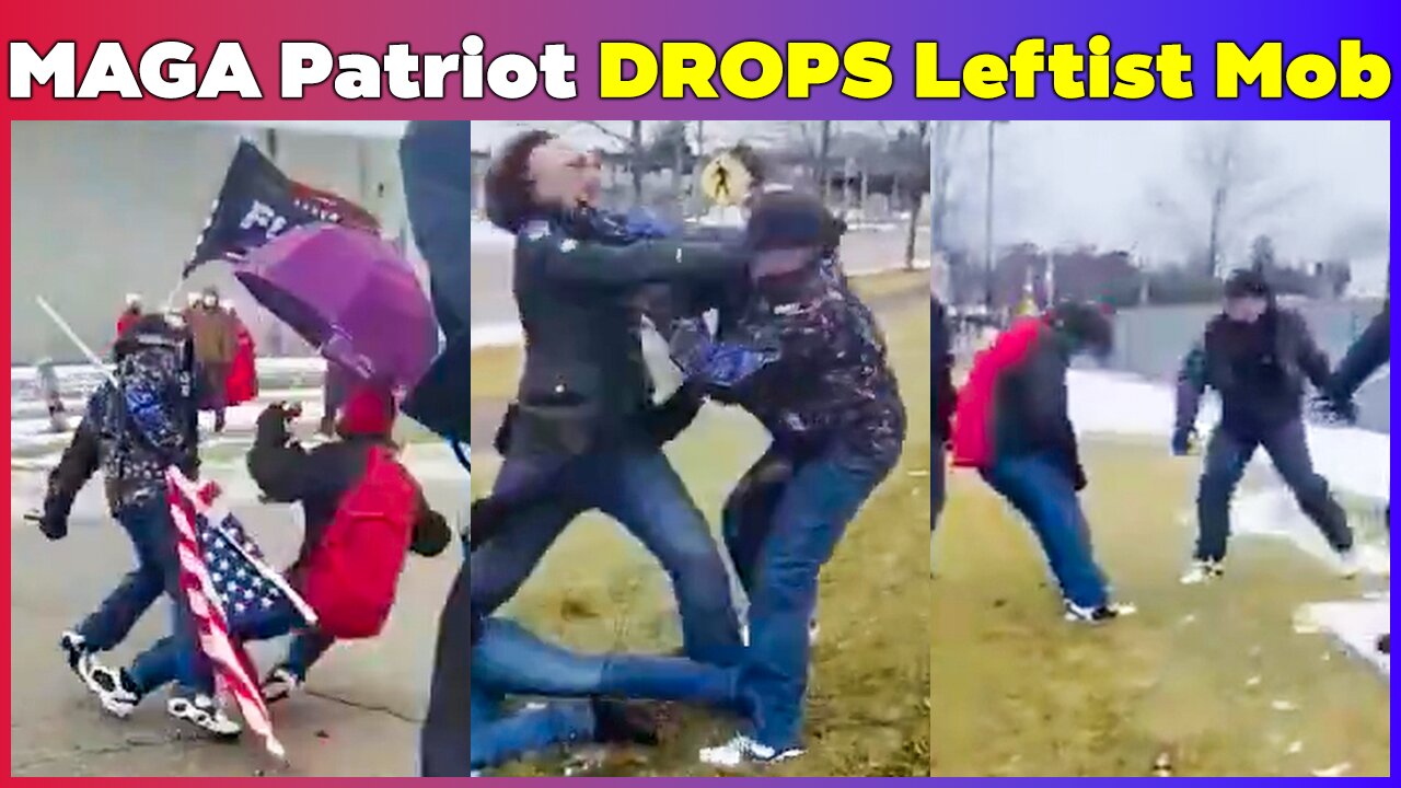 MAGA PATRIOT KNOCKS OUT RED JACKET TWICE – LEFTIST MOB FLEES IN TERROR!💥
