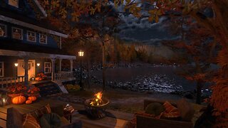Evening by the Lake in Autumn, Windchimes, Lakeshore, Firepit & Forest Nature Sounds