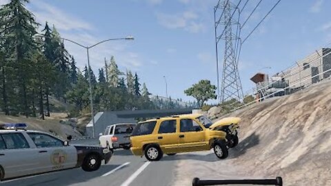 BeamNG.drive - Chevy Tahoe Fleeing from the Police! Intense Pursuit