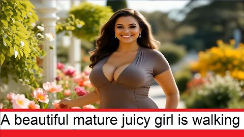 A beautiful mature juicy girl is walking in nature