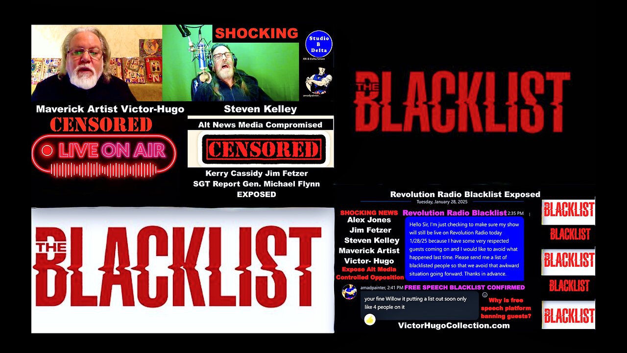 Revolution Radio Blacklist Exposes SGT Report Jim Fetzer Censor Steven Kelley VictorHugo Live On Air