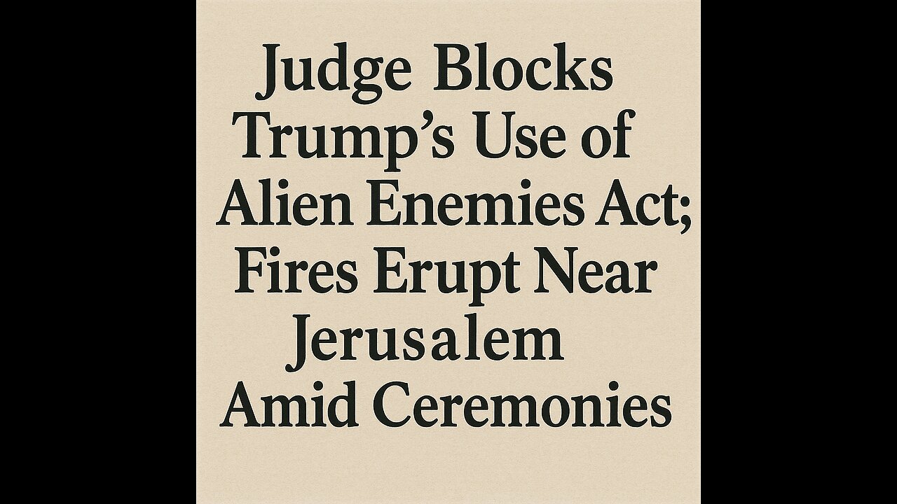 Judge Blocks Trump’s Use of Alien Enemies Act; Fires Erupt Near Jerusalem Amid Ceremonies